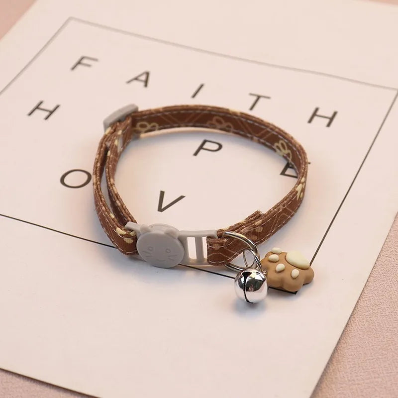 Collar with Bell – Paw Print Pattern